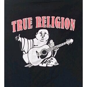 True Religion Black Graphic Buddha Horseshoe Large Short Sleeve T-Shirt